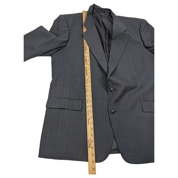 Pierre Balmain Paris Marseille Gray Plaid Suit Jacket Single-breasted 46L - Picture 11 of 16